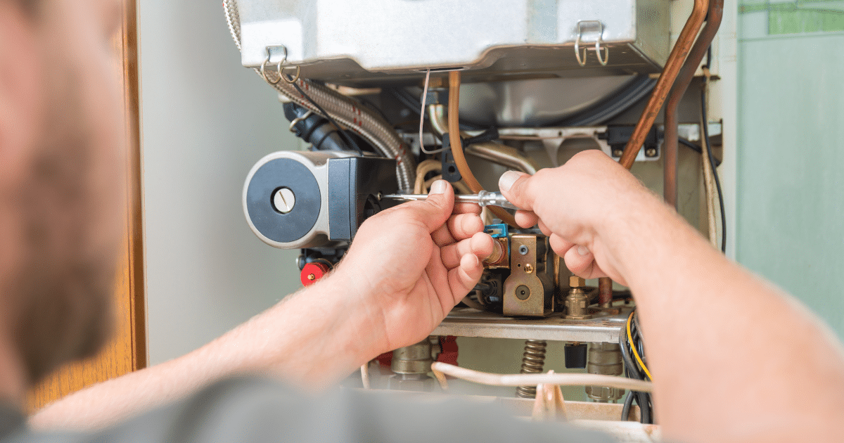 Furnace being repaired