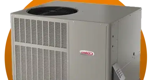 Gray Air conditioner in front of an orange circle