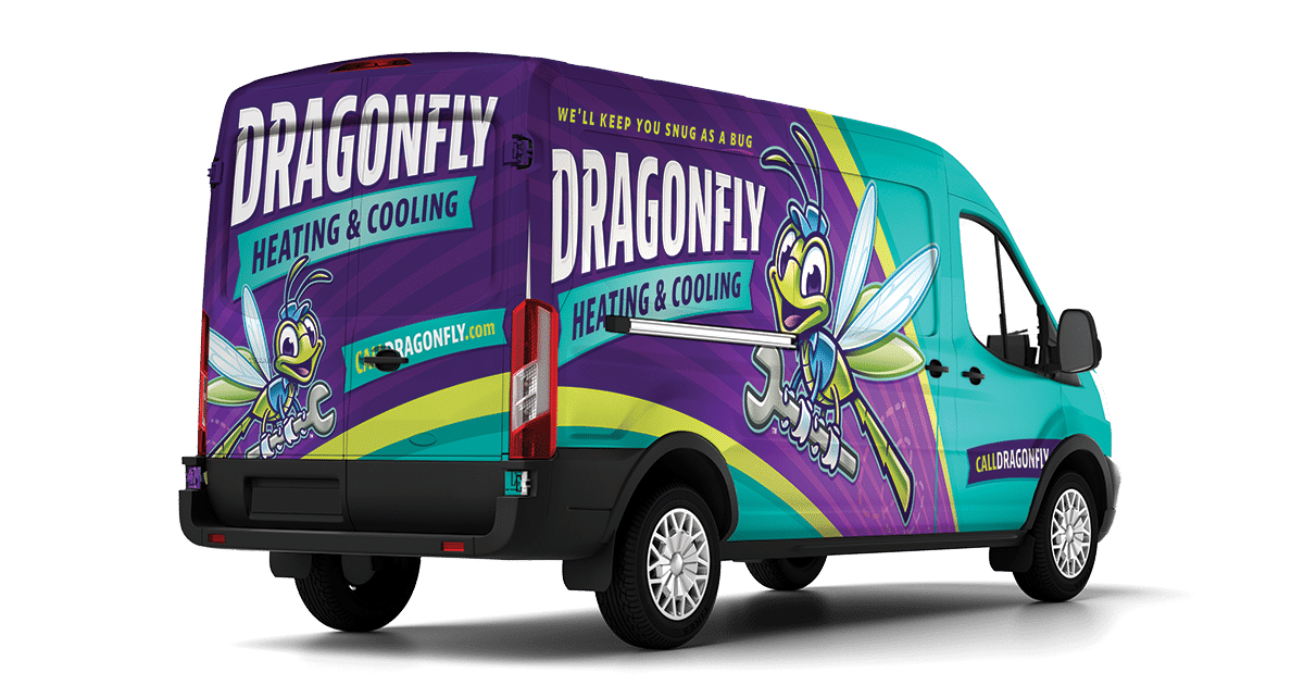 Image of a Dragonfly Heating & Cooling service van